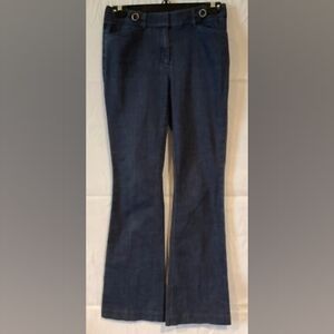 White House Black Market Trouser dark wash jeans Womens  Size 4two button accent